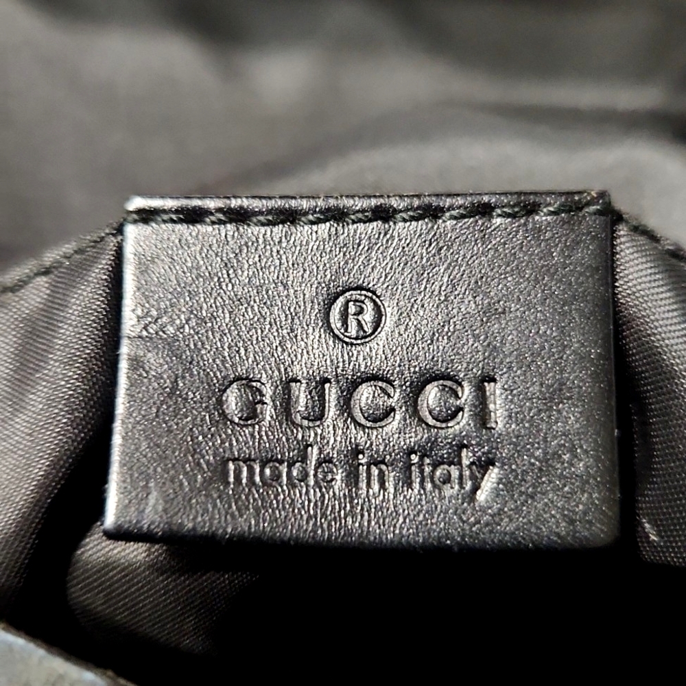VTG Gucci Authentic 000062 Black Nylon Leather Handbag Shoulder Purse - Picture 3 of 16